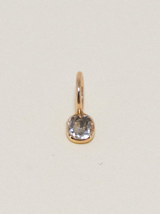 Silver Slipper Diamond Cushion Cut Charm in Yellow 14k Gold