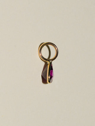 Teeny Tini Rhodolite Trillion Cut Charm in Yellow 14k Gold