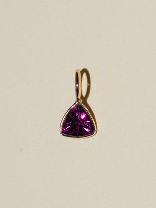 Teeny Tini Rhodolite Trillion Cut Charm in Yellow 14k Gold