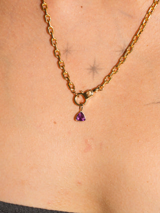 Teeny Tini Rhodolite Trillion Cut Charm in Yellow 14k Gold