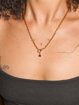 Teeny Tini Rhodolite Trillion Cut Charm in Yellow 14k Gold