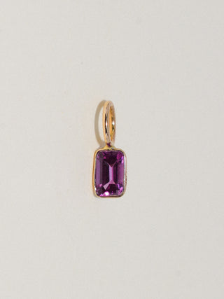 Sasha Comeria Garnet Emerald Cut Charm in Yellow 14k Gold