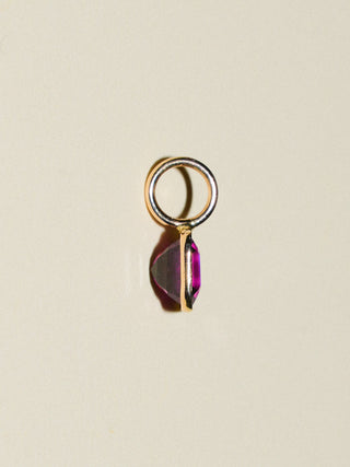 Mamamagenta Comeria Garnet Emerald Cut Charm in Yellow 14k Gold