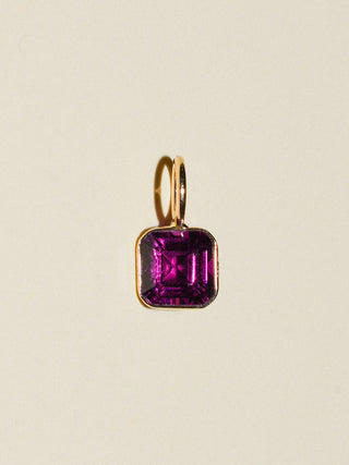 Mamamagenta Comeria Garnet Emerald Cut Charm in Yellow 14k Gold