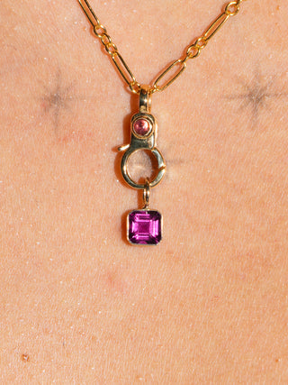 Mamamagenta Comeria Garnet Emerald Cut Charm in Yellow 14k Gold