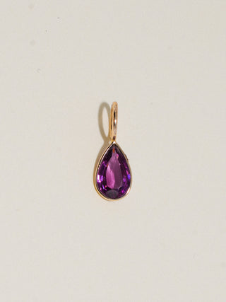 Witch Tights Comeria Garnet Teardrop Cut Charm in Yellow 14k Gold
