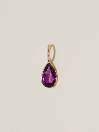 Witch Tights Comeria Garnet Teardrop Cut Charm in Yellow 14k Gold