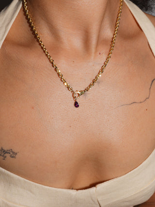 Cast a spell Comeria Garnet Teardrop Cut Charm in Yellow 14k Gold