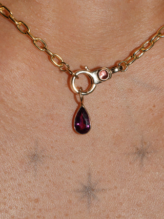 Spooky Comeria Garnet Teardrop Cut Charm in Yellow 14k Gold