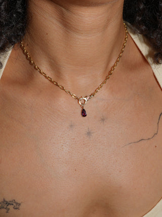 Spooky Comeria Garnet Teardrop Cut Charm in Yellow 14k Gold