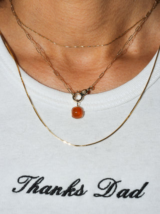 Gelee Orange Garnet Cushion Cabochon Charm in Yellow 14k Gold