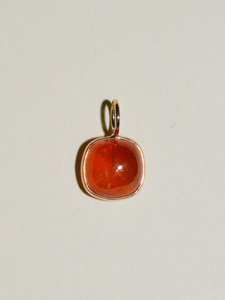 Gelee Orange Garnet Cushion Cabochon Charm in Yellow 14k Gold