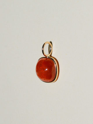 Gelee Orange Garnet Cushion Cabochon Charm in Yellow 14k Gold