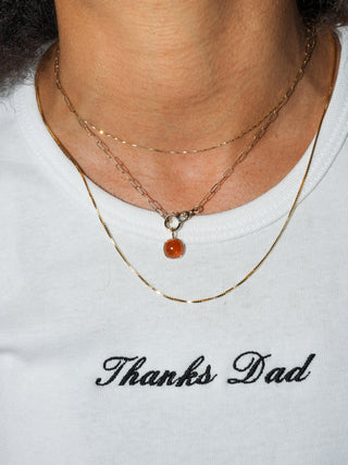 Gelee Orange Garnet Cushion Cabochon Charm in Yellow 14k Gold