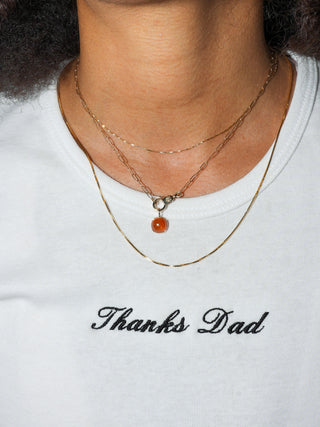 Gelee Orange Garnet Cushion Cabochon Charm in Yellow 14k Gold