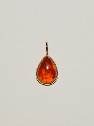 Fruity Orange Garnet Teardrop Cut Charm in Yellow 14k Gold