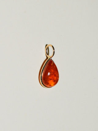 Fruity Orange Garnet Teardrop Cut Charm in Yellow 14k Gold