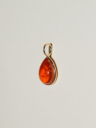 Fruity Orange Garnet Teardrop Cut Charm in Yellow 14k Gold