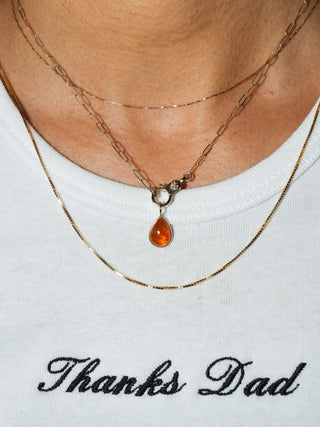 Fruity Orange Garnet Teardrop Cut Charm in Yellow 14k Gold