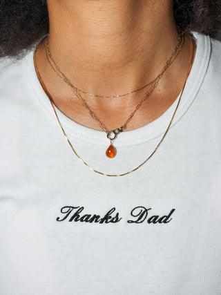 Fruity Orange Garnet Teardrop Cut Charm in Yellow 14k Gold