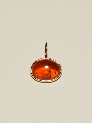Greased Up Goddess Orange Garnet East to West Oval Cabochon Charm in Yellow 14k Gold