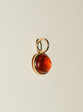 Greased Up Goddess Orange Garnet East to West Oval Cabochon Charm in Yellow 14k Gold