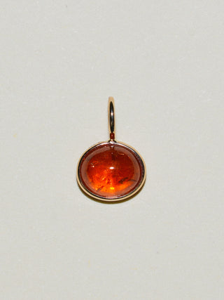 Clementine Orange Garnet East to West Oval Cabochon Charm in Yellow 14k Gold