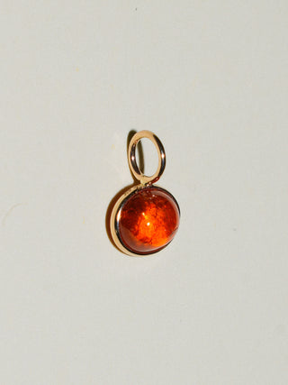 Clementine Orange Garnet East to West Oval Cabochon Charm in Yellow 14k Gold