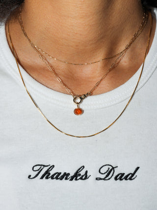 Clementine Orange Garnet East to West Oval Cabochon Charm in Yellow 14k Gold