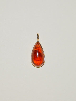 Chamoy Orange Garnet Teardrop Cabochon Charm in Yellow 14k Gold