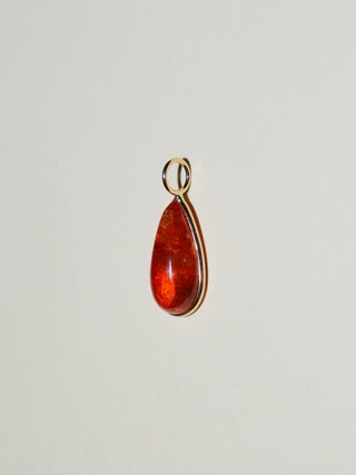 Chamoy Orange Garnet Teardrop Cabochon Charm in Yellow 14k Gold