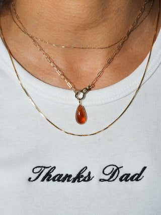 Chamoy Orange Garnet Teardrop Cabochon Charm in Yellow 14k Gold