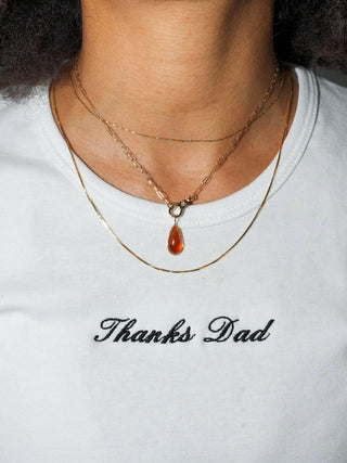 Chamoy Orange Garnet Teardrop Cabochon Charm in Yellow 14k Gold