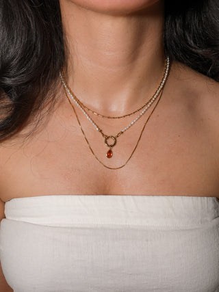 Baby Seedling Orange Garnet Teardrop Cabochon Charm in Yellow 14k Gold