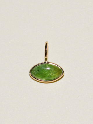 Head of the Meadow Green Tsavorite Marquis Cabochon Charm in Yellow 14k Gold