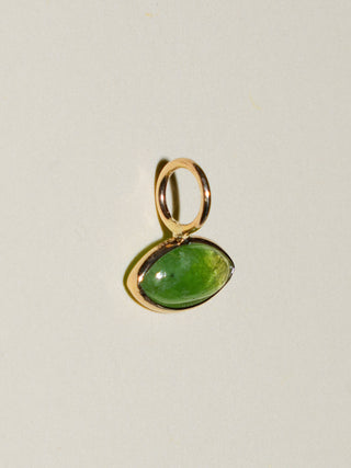 Head of the Meadow Green Tsavorite Marquis Cabochon Charm in Yellow 14k Gold