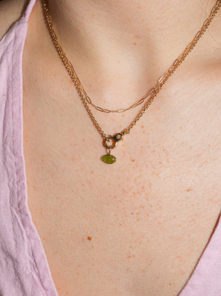 Head of the Meadow Green Tsavorite Marquis Cabochon Charm in Yellow 14k Gold