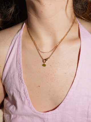 Head of the Meadow Green Tsavorite Marquis Cabochon Charm in Yellow 14k Gold