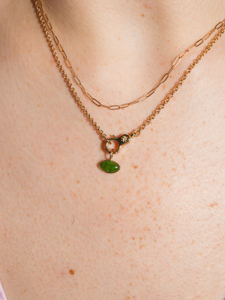 Bass River Tsavorite Marquis Cabochon Charm in Yellow 14k Gold