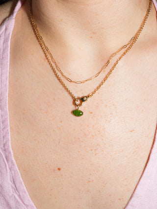 Bass River Tsavorite Marquis Cabochon Charm in Yellow 14k Gold