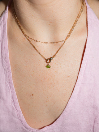 Crosby Landing Tsavorite Marquis Cabochon Charm in Yellow 14k Gold
