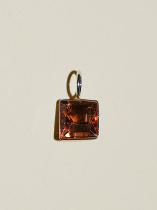 SunBum Orange Tourmaline Square Cut Charm in White 14k Gold