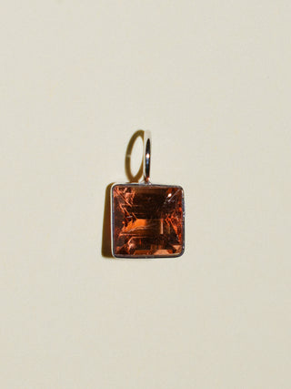 SunBum Orange Tourmaline Square Cut Charm in White 14k Gold