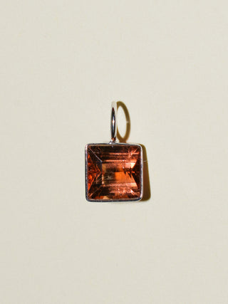 SunBum Orange Tourmaline Square Cut Charm in White 14k Gold