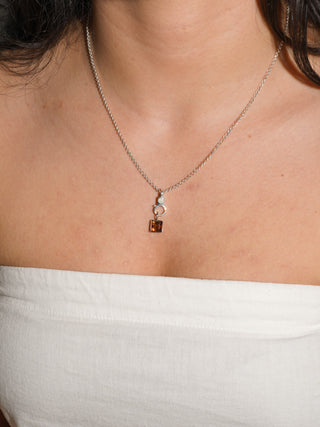 SunBum Orange Tourmaline Square Cut Charm in White 14k Gold