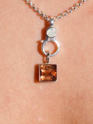 SunBum Orange Tourmaline Square Cut Charm in White 14k Gold