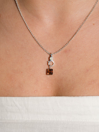 SunBum Orange Tourmaline Square Cut Charm in White 14k Gold