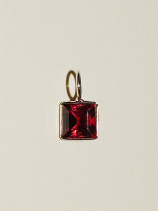 Glowy Berd Bikini Red Tourmaline Square Cut Charm in White 14k Gold