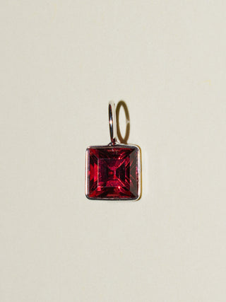 Glowy Berd Bikini Red Tourmaline Square Cut Charm in White 14k Gold