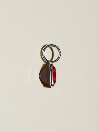Glowy Berd Bikini Red Tourmaline Square Cut Charm in White 14k Gold